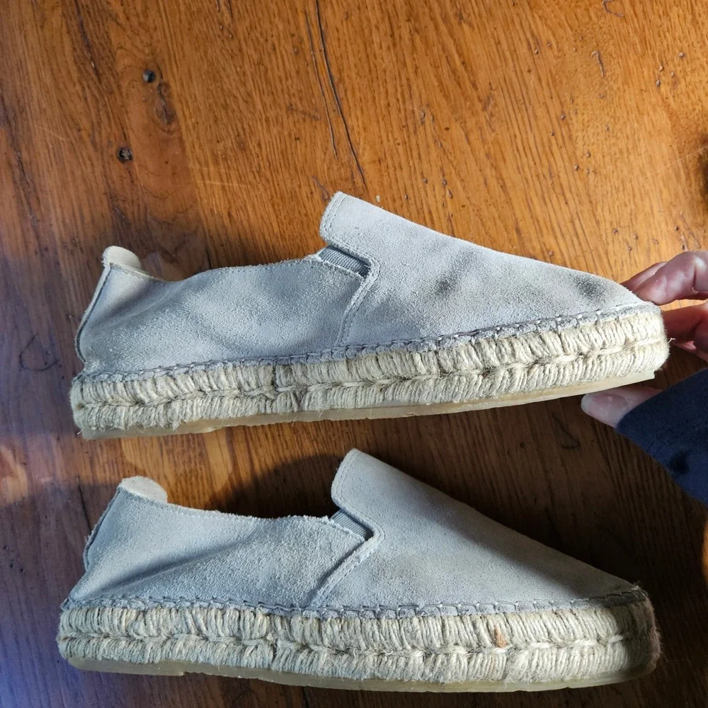 Fabiolas‎ Espadrilles Women's Slip On Shoes Size 39/US 8.5 Gray Suede Leather